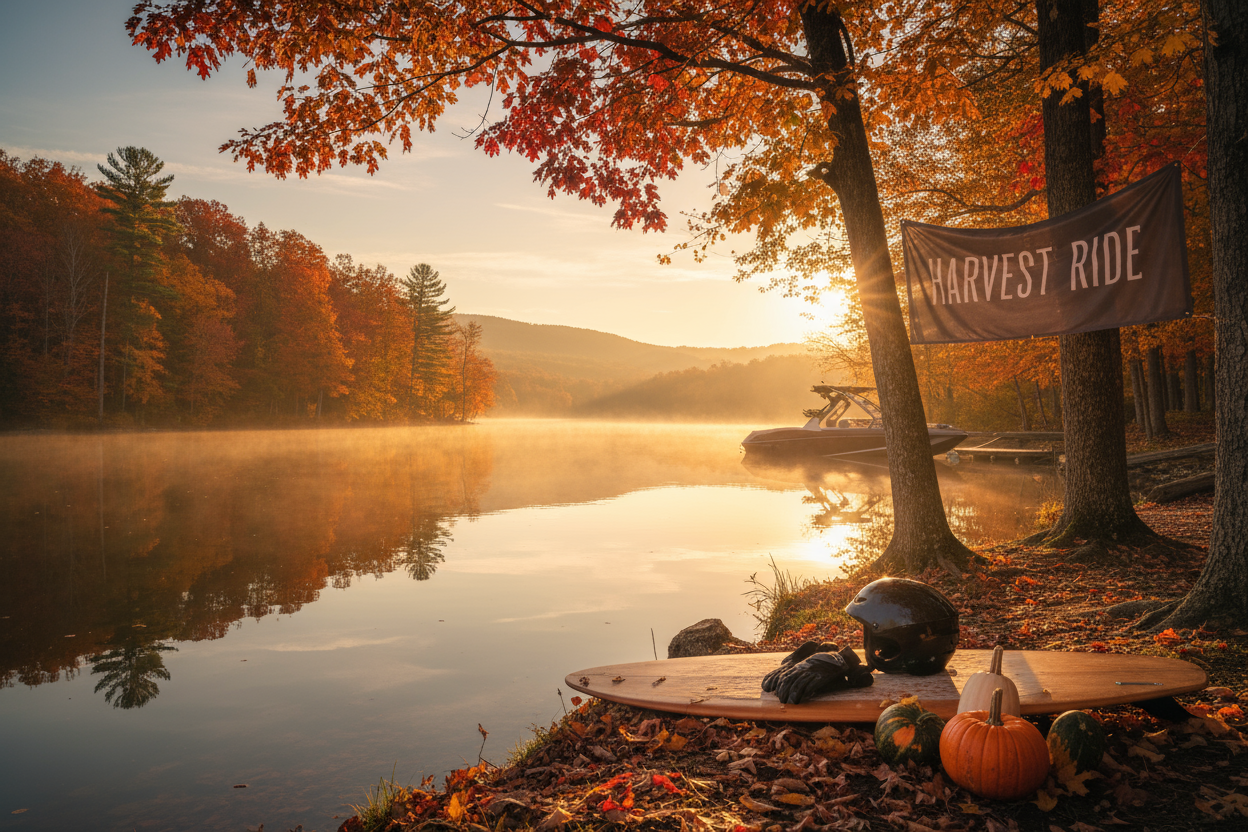 Lakeside autumn background